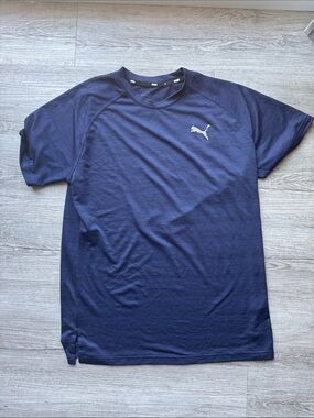 Puma Men's Navy Short-Sleeve Athletic Tee with White Logo